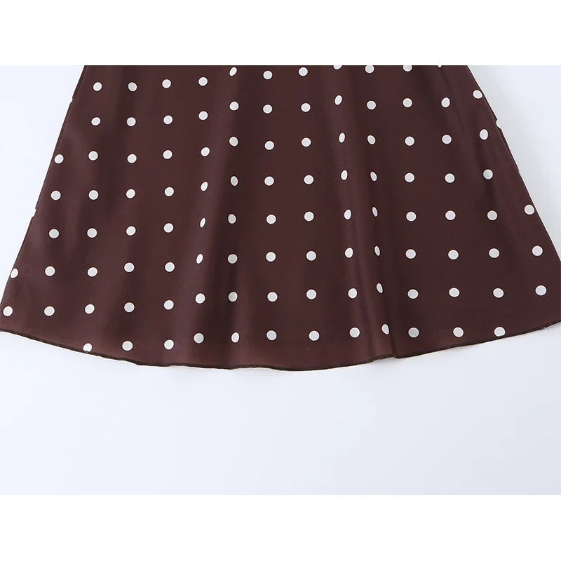 Brown Polka Dot Mini Dresses