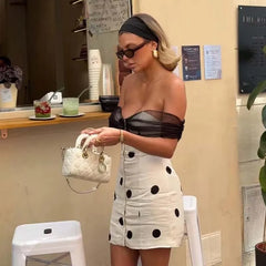 Sexy Off Shoulder Polka Dot Strapless Dresses