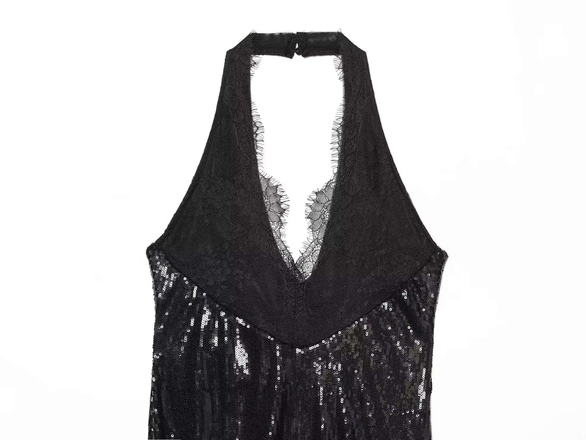 Black Halter Neck Shinny Sequin Mini Bodycon Dresses