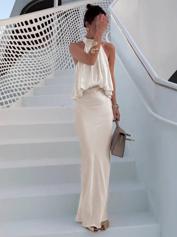 Summer Light Luxury Hanging Neck Sleeveless Backless Slim Fit Dresses