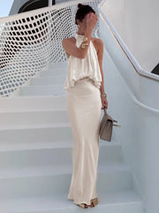 Summer Light Luxury Hanging Neck Sleeveless Backless Slim Fit Dresses