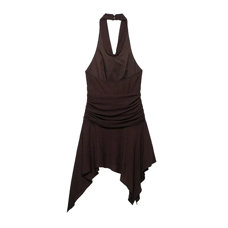 Brown Halter Mini Dresses