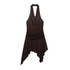 Brown Halter Mini Dresses