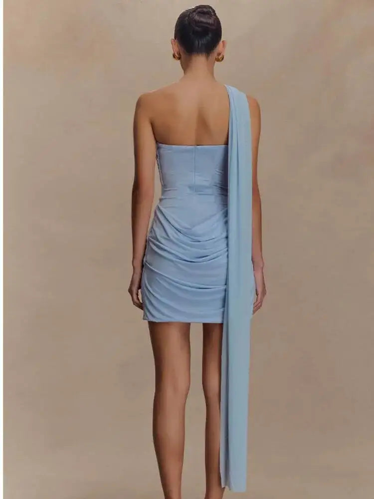 Temperament Ribbon Strapless Waist Cinching Slim Fit Dresses