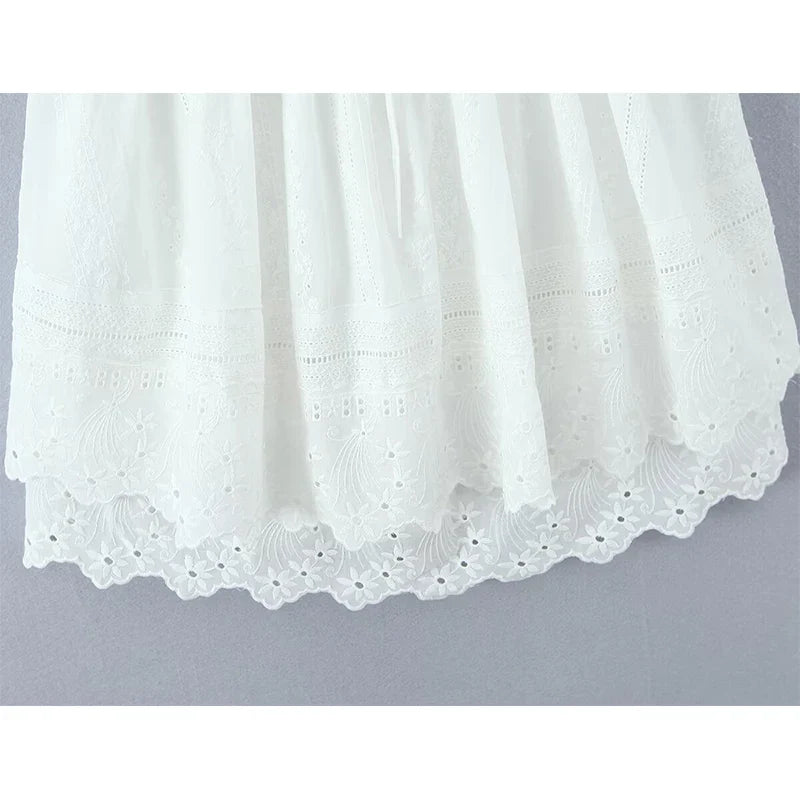Sexy Pretty Girls Floral Embroidery Sling Mini Dresses Vacation Party Summer Dresses