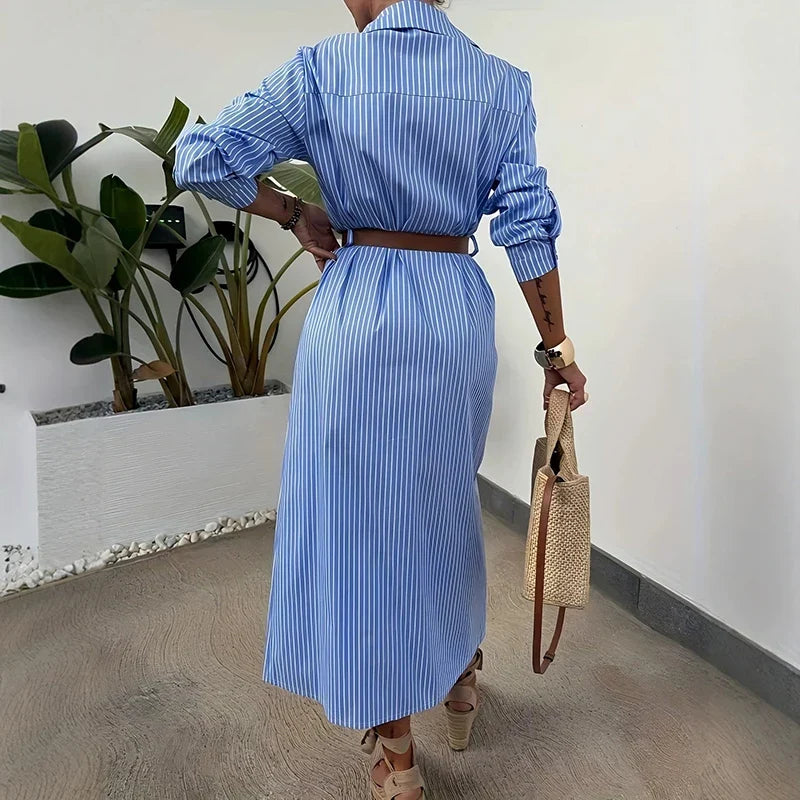 Casual Single Breasted Loose Commuting Dresses