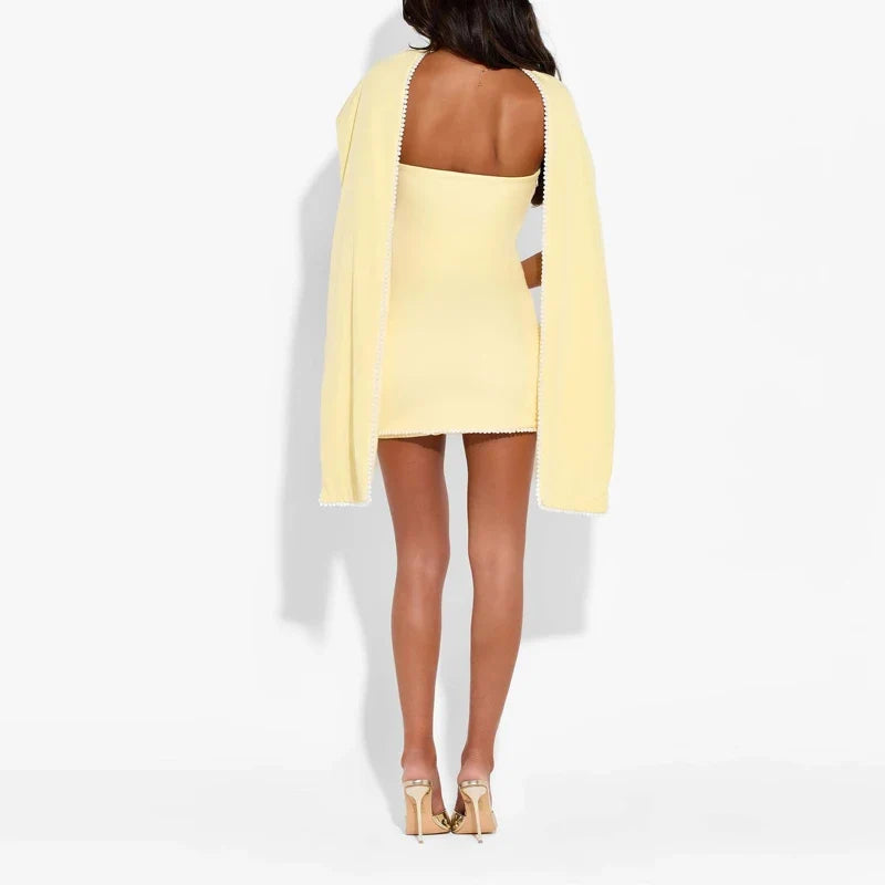 Pearl Scarf Club Party Wrap Hip Short Dresses