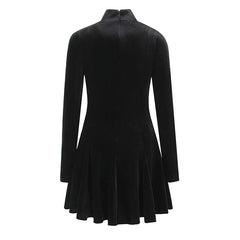 Stand Collar Velvet Vintage Dresses