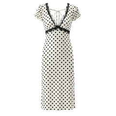 Lace Trim Polka Dot Dresses