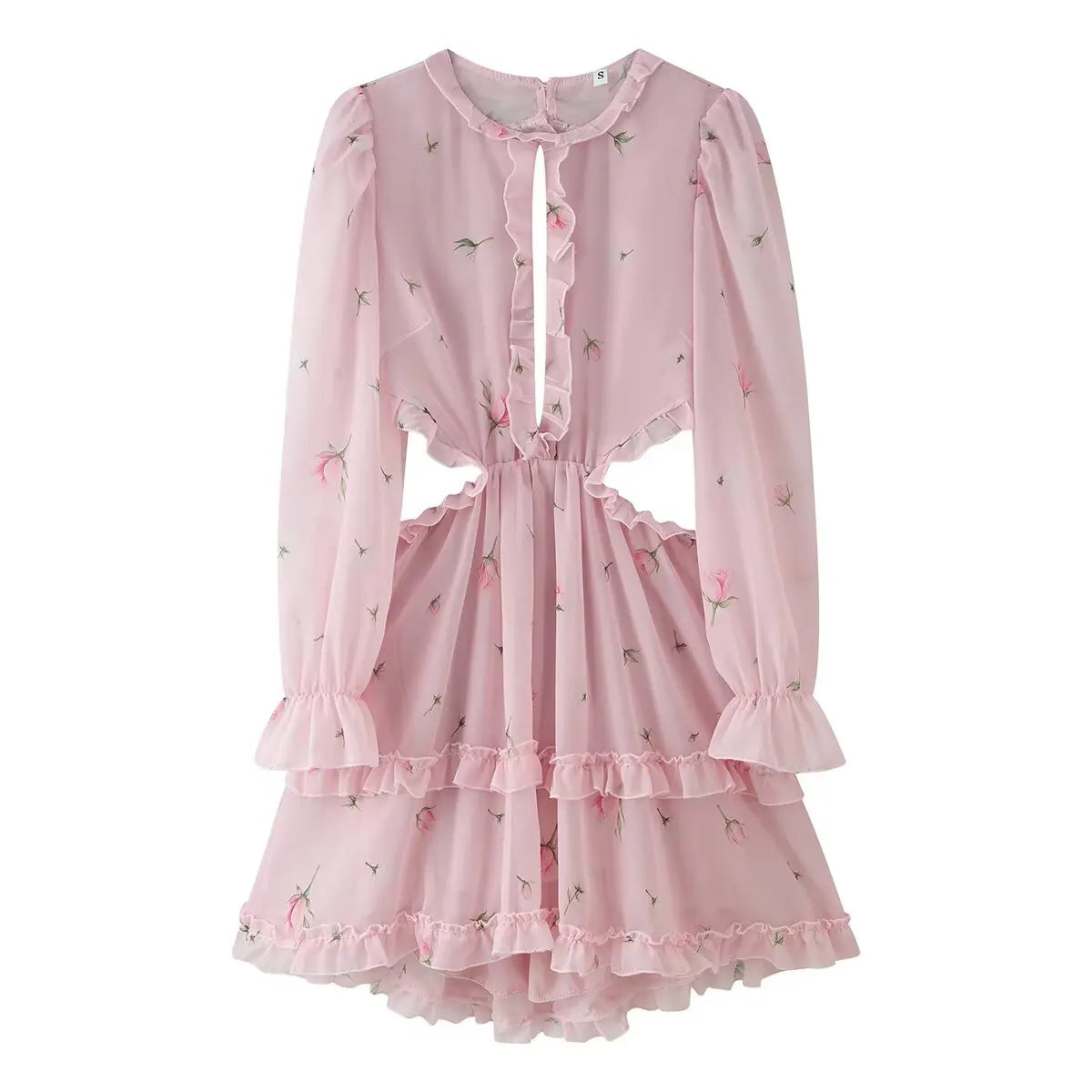Sweet Girls Pink Ditsy Floral Chiffon Mini Dresses
