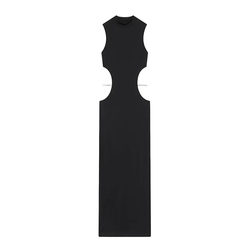Black Sexy Hollow Out Long Dresses