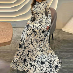 Elegant Floral Print Robe Dresses