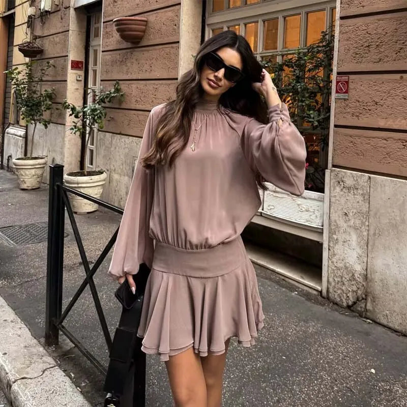 Adjustable High Neck With Back Bow Tie Short Dresses