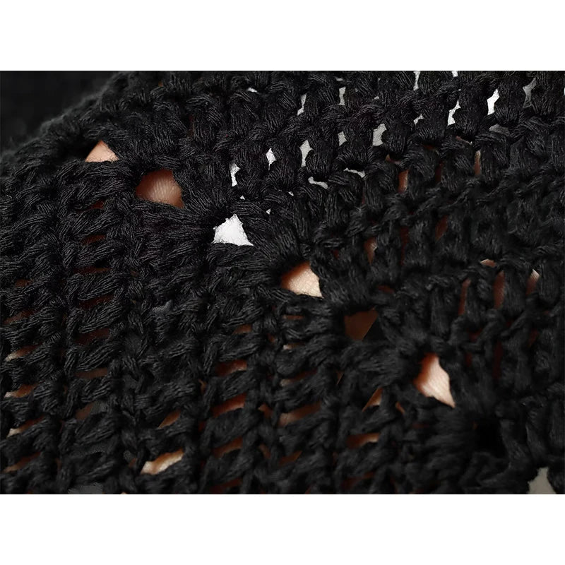 Summer Black Crochet Patchowrk Sling Maxi Dresses