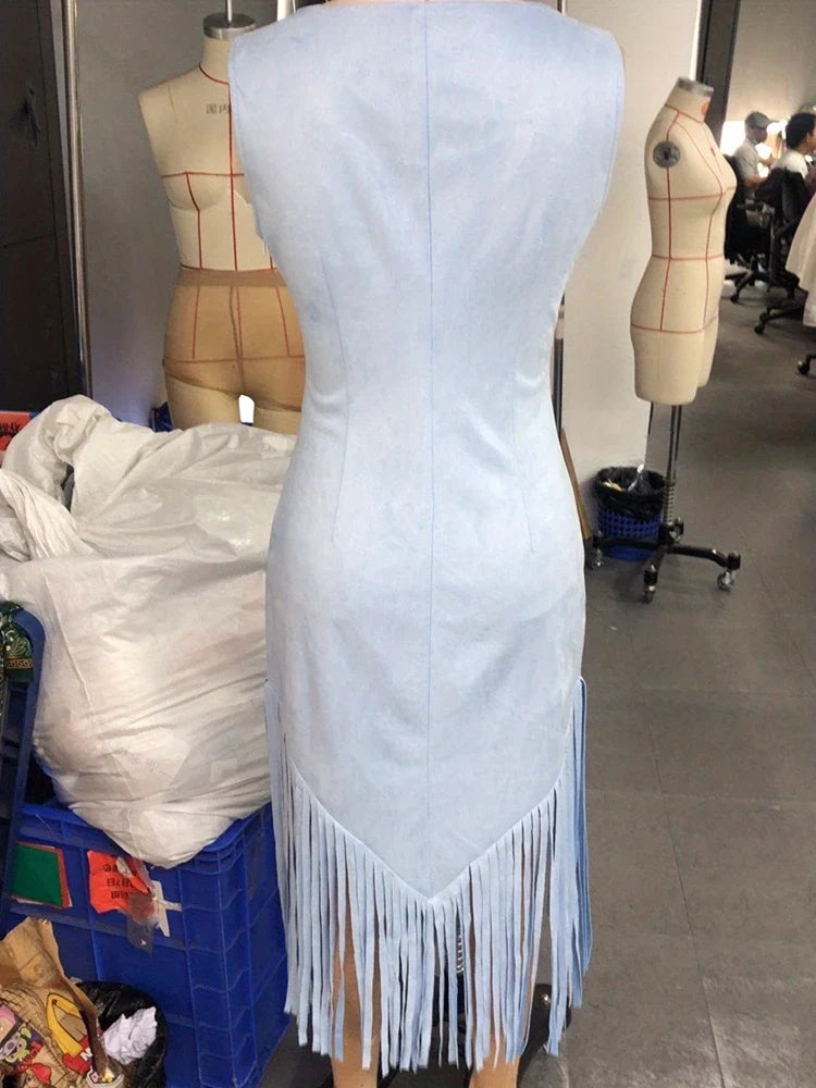 Western Style Cowgirl Slim-fit Sleeveless Dresses