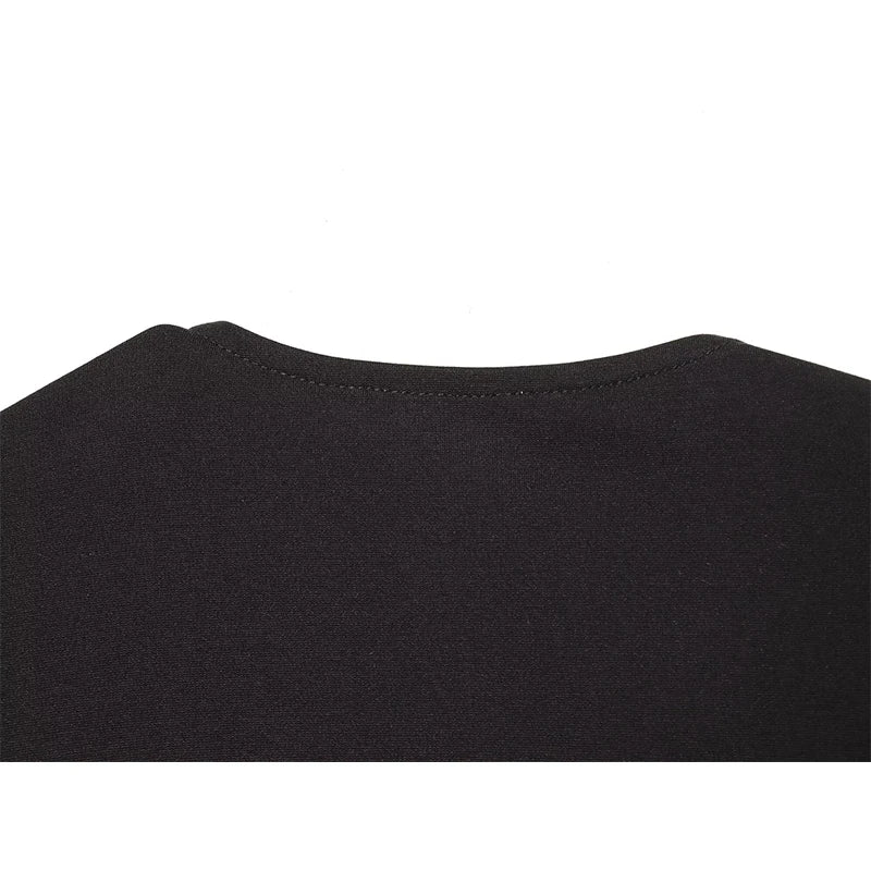 Spring Side Button Draped Pencil Sexy Elegant Dresses Long Sleeve V Neck Black Female Vestidos