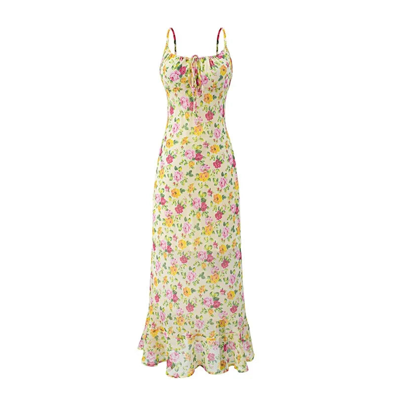 Floral Print Spaghetti Strap Sexy Dresses