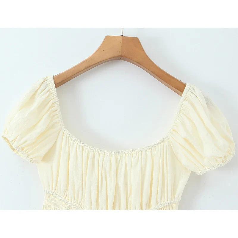 Square Neck Short Sleeve Elegant Summer Dresses