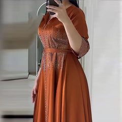 Rhinestone Solid Color Autumn Dresses
