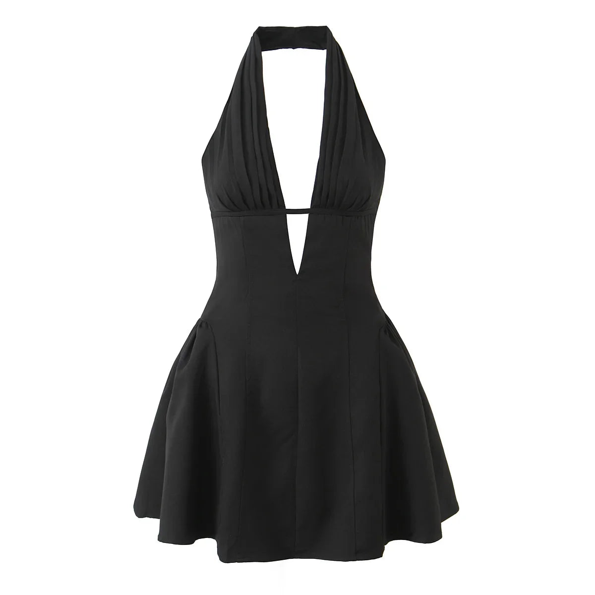 Sexy Deep V Halter Black White Mini Dresses
