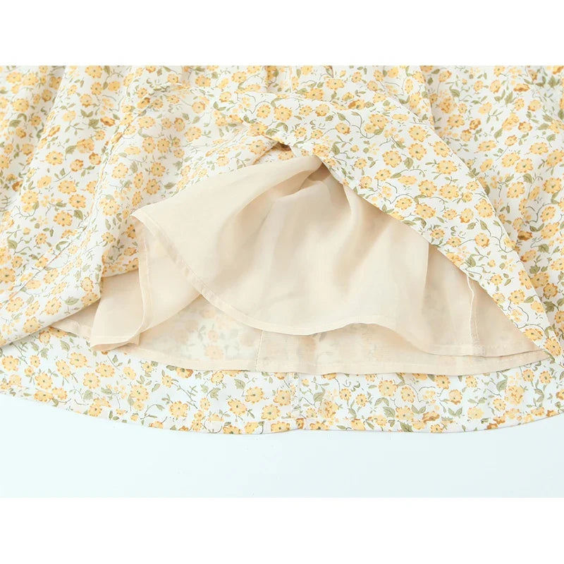 French Retro Floral Print Sexy Backless Halter Dresses