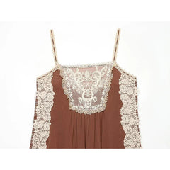 Lace Trim Spaghetti Strap Midi Dresses