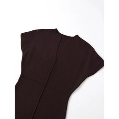 Brown Knit A-line Midi Dresses