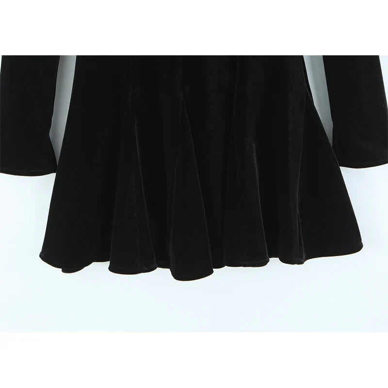 Stand Collar Velvet Vintage Dresses