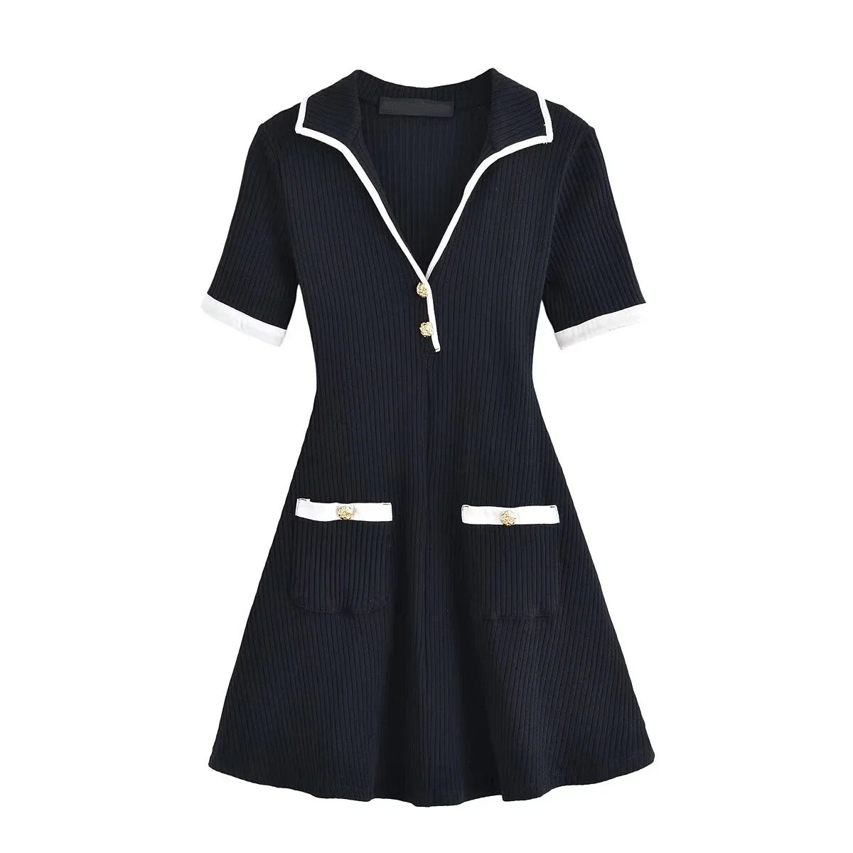 Black White Ribbed Dresses