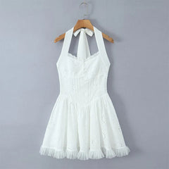 Sexy Backless Halter White Mini Dresses