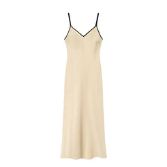 Beige Satin Long Sling Dresses