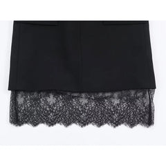 Lace Trim Black Blazer Dresses