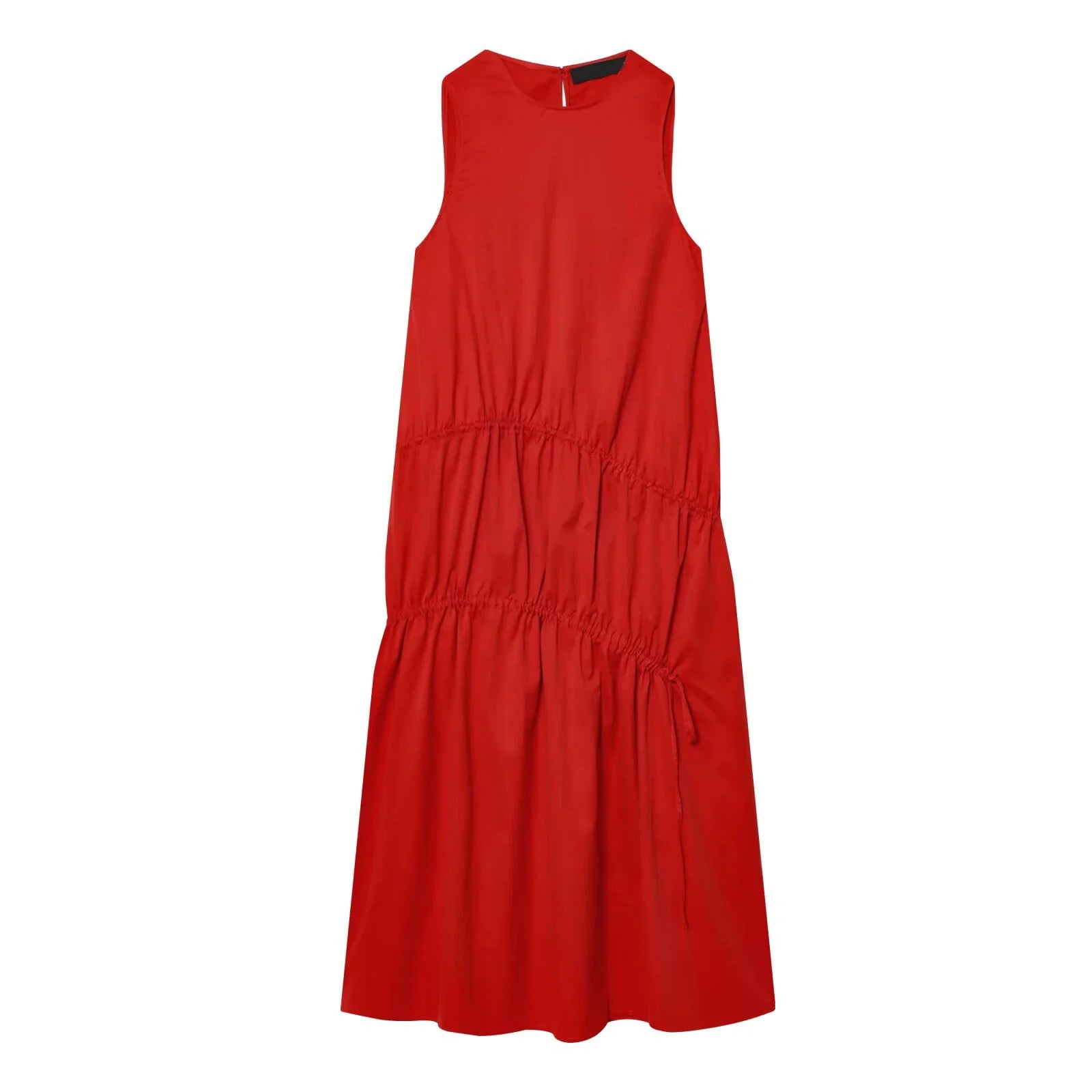 Summer O Neck Sleeveless Casual Long Tank Dresses Red Vestidos