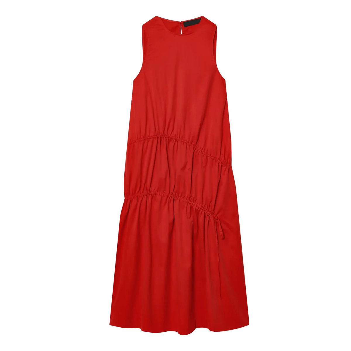 Summer O Neck Sleeveless Casual Long Tank Dresses Red Vestidos