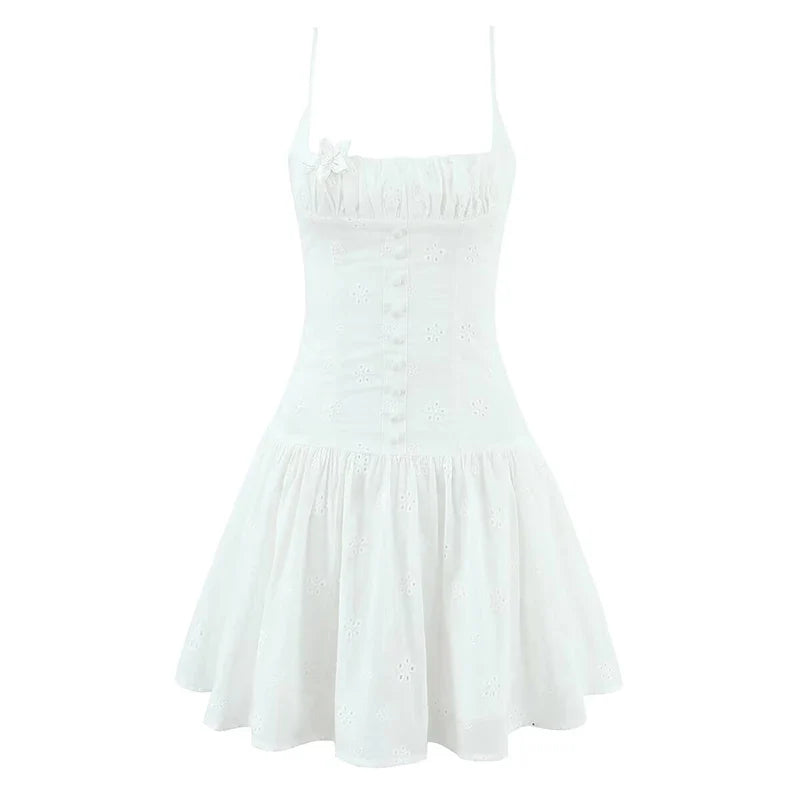 Sexy Sweet White Sling Party Mini Dresses