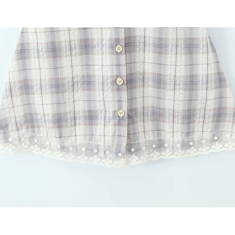 Sexy Backless Halter Plaid Dresses