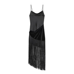 Tassel Patchwork Satin Sling Sexy Dresses