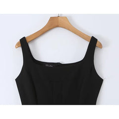 Black Square Neck Midi Dresses