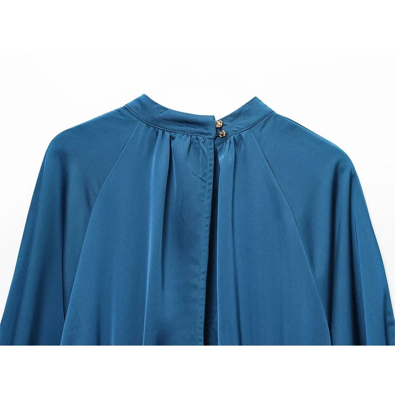 Casual Blue Satin Long Dresses