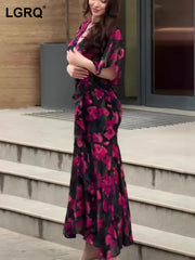 Summer Printed Flare Sleeves Slim Pullover Dresses