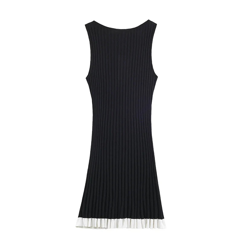 Sleeveless Vertical Ribbed Knit Mini Dresses