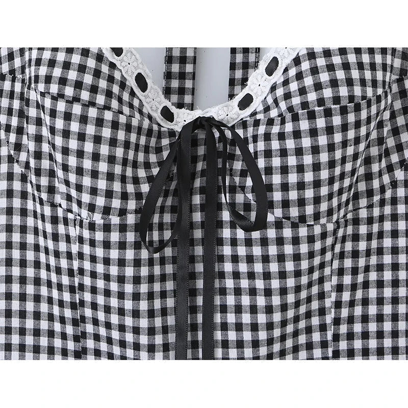 Plaid Halter Midi Dresses