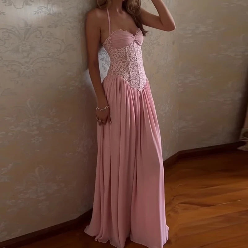 Lace Embroidery Patchwork Summer Long Dresses