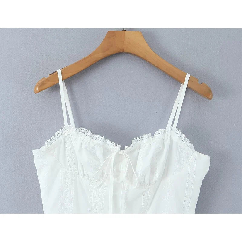 Sexy Pretty Girls Floral Embroidery Sling Mini Dresses Vacation Party Summer Dresses