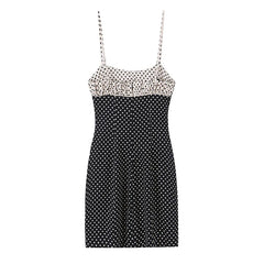 Patchwork Polka Dot Spaghetti Strap Mini Dresses