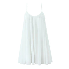 Sexy Backless White Sling Mini Dresses V Neck Back Zipper Loose Summer Short Dresses Holiday Beach Robe