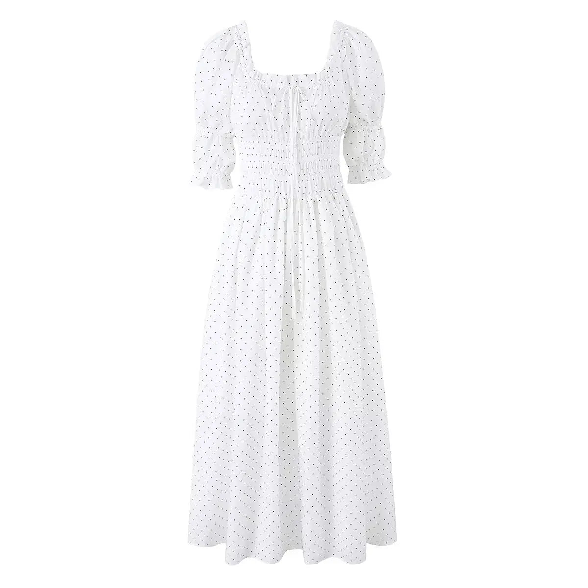 White Polka Dot Maxi Dresses