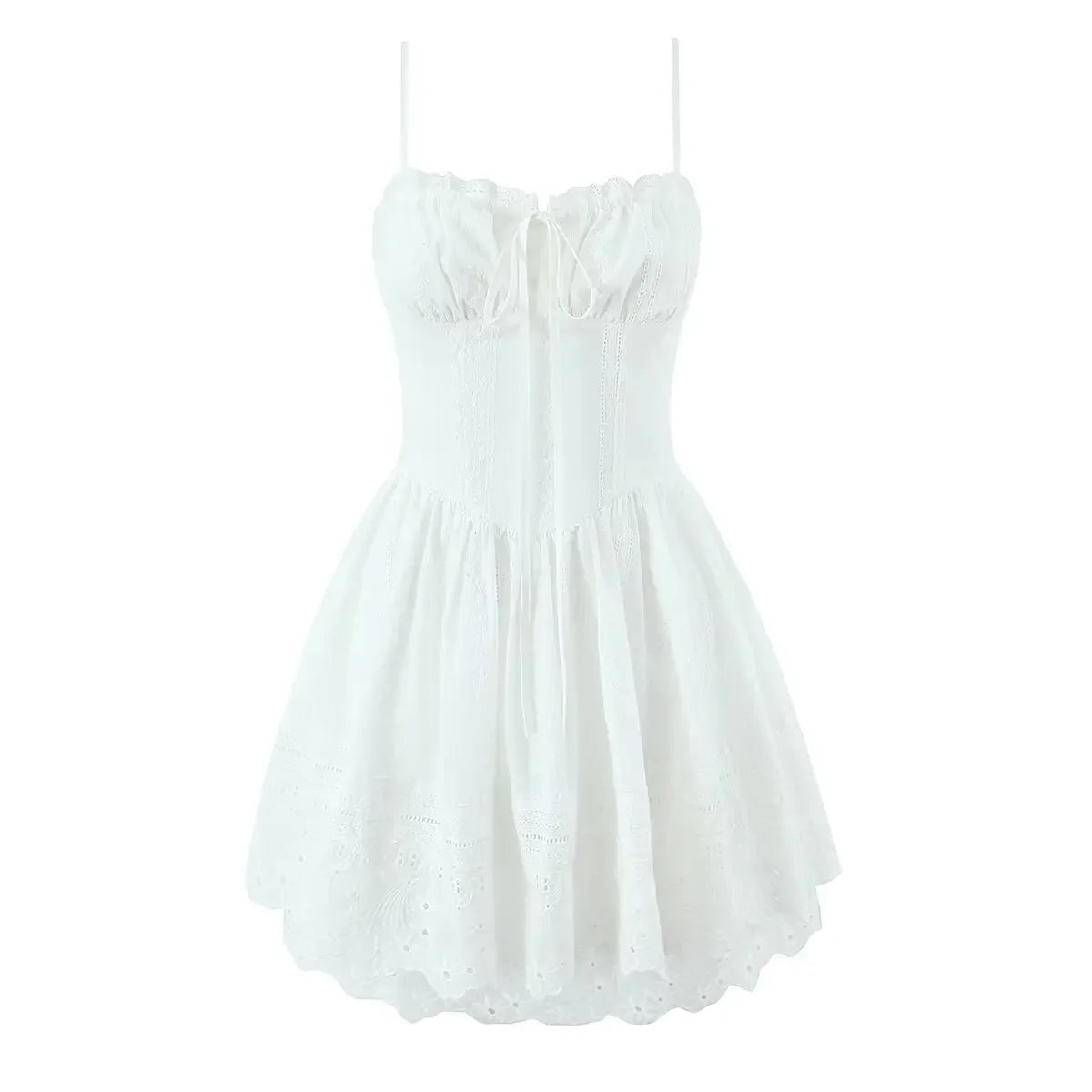 Sexy Pretty Girls Floral Embroidery Sling Mini Dresses Vacation Party Summer Dresses