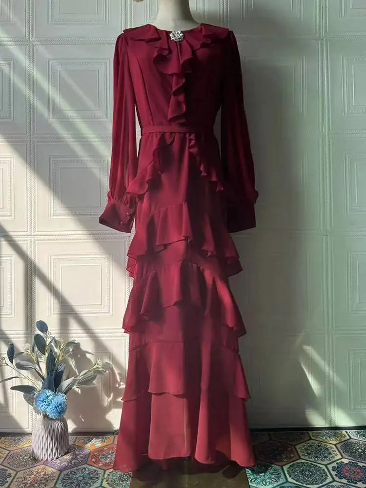 Summer Soft Long Sleeve Waist-Cinching Maxi Dresses
