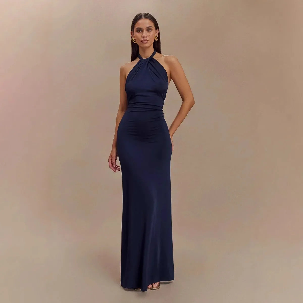 Hanging Neck Sleeveless Waist Slimming Dresses